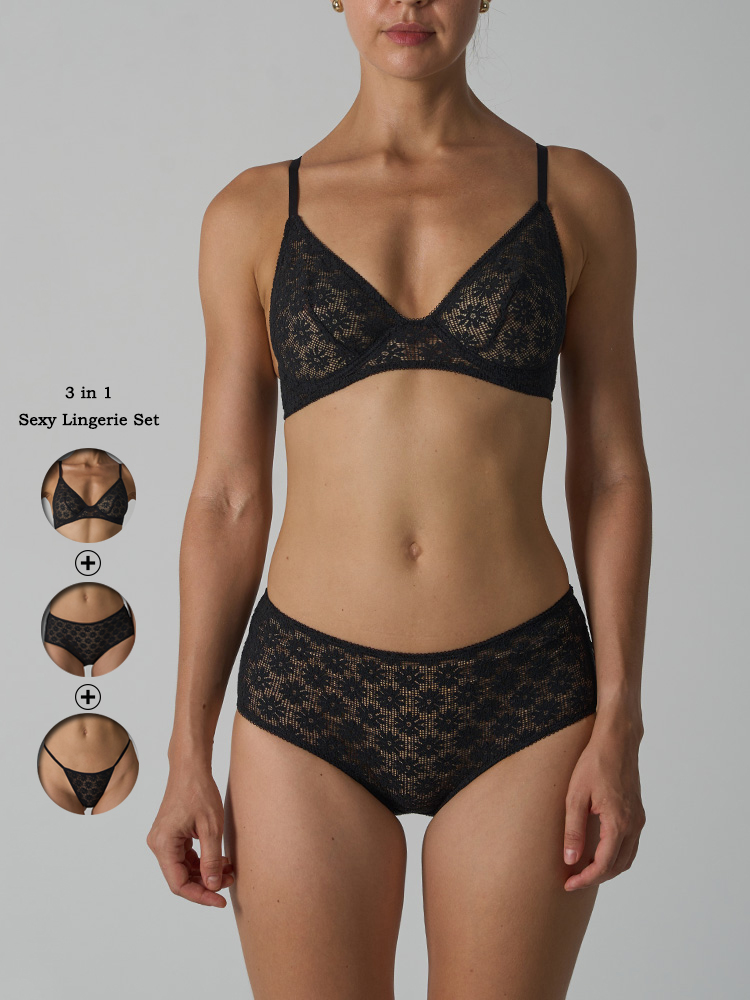 VITALINOVO 3 Pieces Lace Linge - Sheer Bra Lace 评论和价格