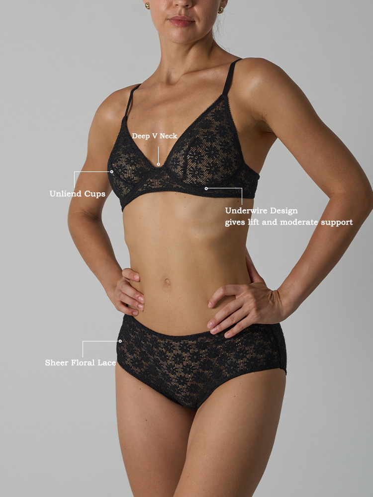VITALINOVO 3 Pieces Lace Linge - Sheer Bra Lace 评论和价格